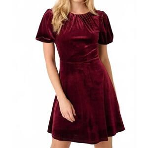 NEW MITTOSHOP velvet mini dress in wine